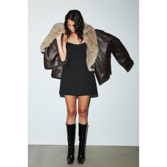 ZARA FAUX LEATHER JACKET WITH DETACHABLE COLLAR - Picture 4 of 12